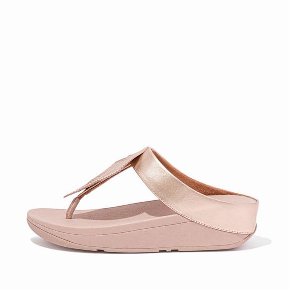Sandales Entre-Doigts Femme Fitflop Fino Cuir Rose / Doré (SGP284753)